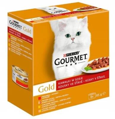 Purina Gourmet Gold kawałki w sosie mix(wołowina, indyk, łosoś, kurczak) 8x85g