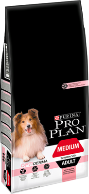 Purina Pro Plan Medium Adult Sensitive Skin Optiderma, łosoś i ryż 14kg + Advantix - dla psów 10-25kg (pipeta 2,5ml)