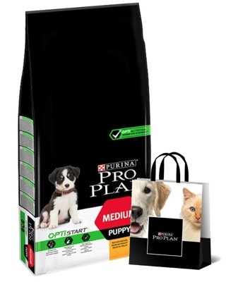 Purina Pro Plan Medium Puppy Optistart, kurczak i ryż 12kg + Torba gratis!