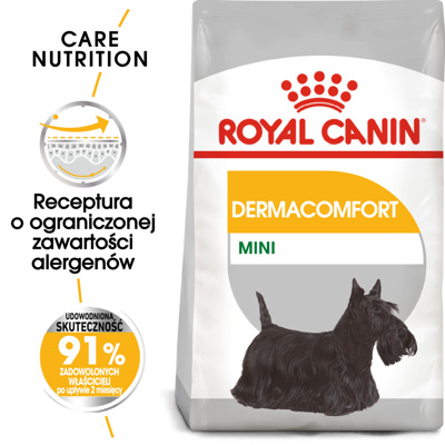 ROYAL CANIN CCN Mini Dermacomfort 6kg karma sucha dla psów dorosłych, ras małych, o wrażliwej skórze, skłonnej do podrażnień/Opakowanie uszkodzone (4861) !!! 