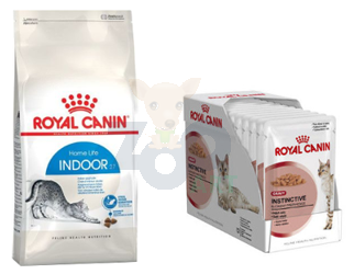 ROYAL CANIN  Indoor 10kg karma sucha dla kotów dorosłych, przebywających wyłącznie w domu + saszetka (sos) Instinctive 12x85g