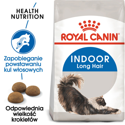 ROYAL CANIN  Indoor Long Hair 10kg karma sucha dla kotów dorosłych, długowłose, przebywających wyłącznie w domu//Opakowanie uszkodzone (9701,2047) !!!