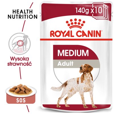 ROYAL CANIN Medium Adult 10x140g karma mokra w sosie dla psów dorosłych ras średnich