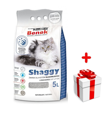SUPER BENEK Żwirek Shaggy - Żwirek dla kotów długowłosych  5L  + niespodzianka dla kota GRATIS!