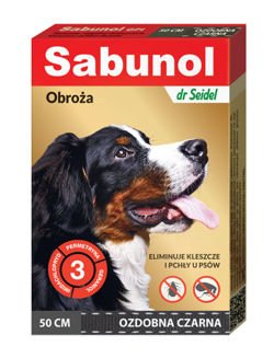 Sabunol - ozdobna czarna obroża przeciw pchłom i kleszczom dla psa 50 cm