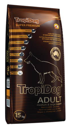 TROPIDOG Super Premium adult medium & large breed jagnięcina z ryżem 15kg