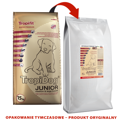 TROPIDOG Super Premium junior medium & large breed indyk, łosoś i jajka 15kg