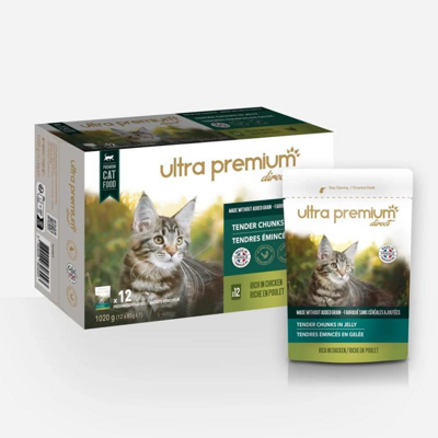 Ultra Premium direct 12x85g - delikatne plastry w galaretce, bogate w kurczaka dla kociąt i kotów
