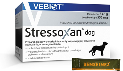VEBIOT Stressoxan dog 60 tabletek + Vebiot Senseine 1 saszetka 9 g GRATIS 