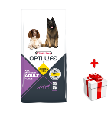 VERSELE-LAGA Opti Life Adult Active 12,5kg - dla aktywnych psów - z kurczakiem - dla wszystkich ras + niespodzianka dla psa GRATIS!