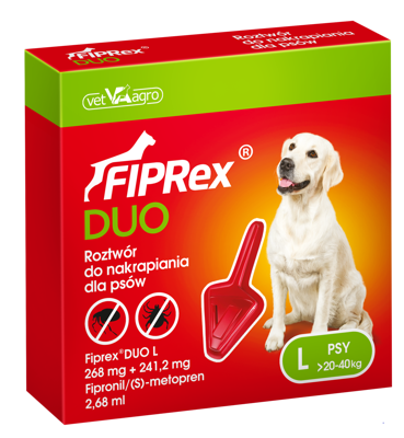 VET-AGRO FIPREX DUO L 268 mg + 241,2 mg roztwór do nakrapiania dla psów