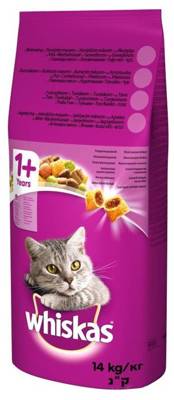 WHISKAS Adult 14kg - sucha karma dla kotów z wołowiną i warzywami