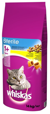 WHISKAS Sterile 14kg - sucha karma dla kotów po sterylizacji z kurczakiem