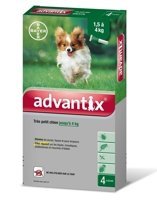 Advantix - dla psów do 4kg (4 pipety x 0,4ml) + niespodzianka dla psa GRATIS!