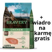 Bravery Grain Free Puppy Medium Large Chicken 12kg + Wiadro na karmę