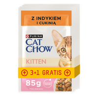 CAT CHOW Kitten Karma dla kociąt z indykiem i cukinią w galaretce 4x85g (3+1 GRATIS)