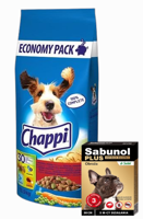 CHAPPI 13,5kg - sucha karma dla psów z wołowiną, drobiem i warzywami + Sabunol Plus - Obroża przeciw pchłom i kleszczom dla psa 50cm
