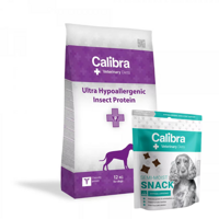 Calibra Veterinary Diets Dog Ultra Hypoallergenic Insect Protein 12kg + Calibra VD Semi moist snack hypoallergenic 120g
