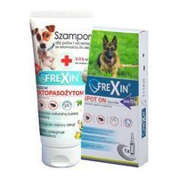 FREXIN Szampon przeciw ektopasożytom dla skóry wrażliwej i skłonnej do podrażnień 220 g + FREXIN Krople przeciw ektopasożytom dla psa powyżej 15 kg 1,8 ml