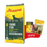 JOSERA YoungStar - Grain Free 12,5kg + Denties 180g & Meatlovers 400g GRATIS!!