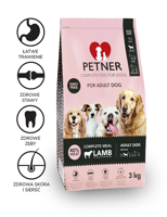 PETNER Karma ADULT MEDIUM  BREEDS dla dorosłych psów średnich ras z jagnięciną 3kg