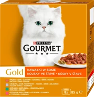 Purina Gourmet Gold kawałki w sosie mix(kaczka, pstrąg, królik, cielęcina) 8x85g