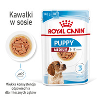 ROYAL CANIN Medium Puppy 10x140g karma mokra w sosie dla szczeniąt do 12 miesiąca, ras średnich