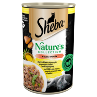 SHEBA puszka 400 g Nature's Collection – mokra pełnoporcjowa karma dla dorosłych kotów, z łososiem przybranym batatem i fasolką szparagową, w sosie