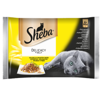 SHEBA saszetka 4x85g Delicacy in Jelly Smaki Drobiowe - mokra karma dla kotów w galaretce (z kurczakiem, z indykiem, z kaczką, z drobiem)