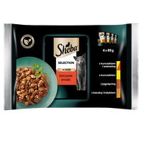 SHEBA saszetka 4x85g Selection in Sauce Soczyste Smaki - mokra karma dla kotów w sosie (z wołowiną, z jagnięciną, z kurczakiem, z indykiem)
