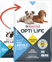 VERSELE-LAGA Opti Life Adult Light Mini 2,5kg + Advantix - dla psów do 4kg (pipeta 0,4ml)