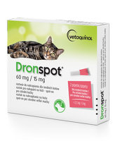 VETOQUINOL Dronspot - roztwór do nakrapiania dla średnich kotów o masie ciała od 2,5 do 5kg (2x0,7ml)